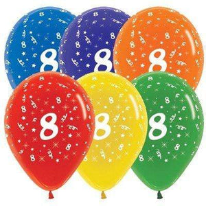 Amscan_OO Balloon - Printed Latex Age 8 Crystal Assorted Latex Balloons 30cm 25pk