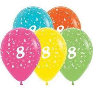 Amscan_OO Balloon - Printed Latex Age 8 Tropical Assorted Latex Balloons 30cm 25pk