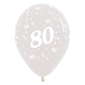 Amscan_OO Balloon - Printed Latex Age 80 Crystal Clear Latex Balloon 30cm 25pk