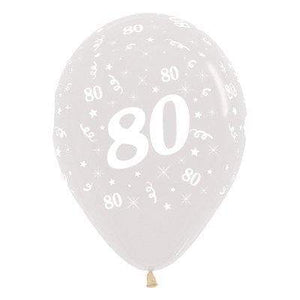 Amscan_OO Balloon - Printed Latex Age 80 Crystal Clear Latex Balloon 30cm 6pk