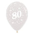 Age 80 Crystal Clear Latex Balloon 30cm 6pk