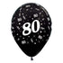 Age 80 Metallic Black Latex Balloon 30cm 25pk