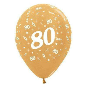 Amscan_OO Balloon - Printed Latex Age 80 Metallic Gold Latex Balloon 30cm 25pk