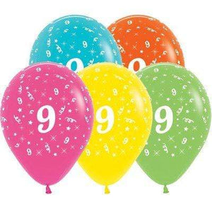 Amscan_OO Balloon - Printed Latex Age 9 Tropical Assorted Latex Balloons 30cm 25pk