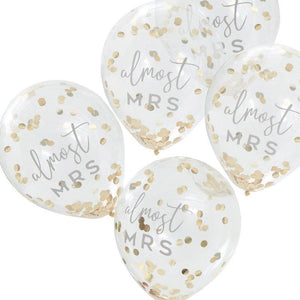 Amscan_OO Balloon - Printed Latex Almost MRS Gold Confetti 30cm Latex Balloons 5pk