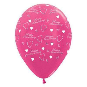 Amscan_OO Balloon - Printed Latex Anniversary Metallic Fuchsia Latex Balloons 30cm 6pk