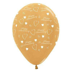 Amscan_OO Balloon - Printed Latex Anniversary Metallic Gold Latex Balloons 30cm 6pk