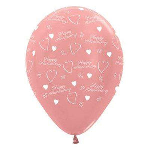 Amscan_OO Balloon - Printed Latex Anniversary Metallic Rose Gold Latex Balloons 30cm 6pk