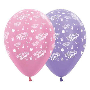 Amscan_OO Balloon - Printed Latex Birthday Girl Satin Pearl Pink & Lilac Latex Balloon 30cm 25pk