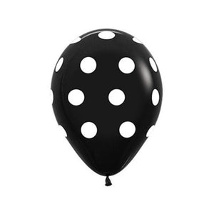 Amscan_OO Balloon - Printed Latex Black Polka Dots on Black Latex Balloons 30cm 12pk