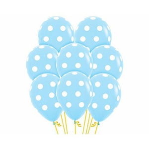 Amscan_OO Balloon - Printed Latex Blue Latex Polka Dots Latex Balloons 30cm 12pk