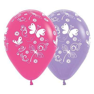 Amscan_OO Balloon - Printed Latex Butterflies & Dragonflies Fashion Fuchsia & Lilac Latex Balloons 30cm 25pk