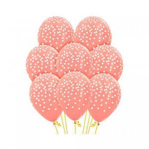 Amscan_OO Balloon - Printed Latex Confetti on Metallic Rose Gold Latex Balloons 30cm 12pk