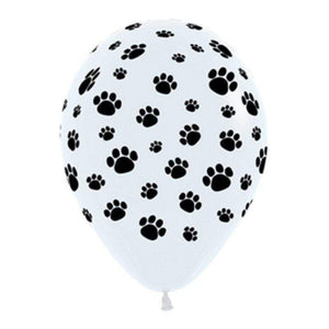 Amscan_OO Balloon - Printed Latex Animal Paw Prints Black And White Latex Balloons 30cm 12pk