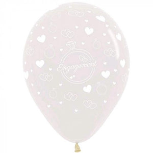 Amscan_OO Balloon - Printed Latex Engagement Diamond Rings & Hearts Crystal Clear Latex Balloons 30cm 25pk