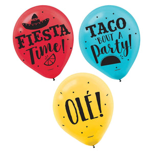 Amscan_OO Balloon - Printed Latex Fiesta Latex Balloons 30cm 15pk