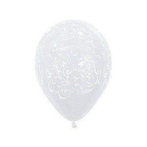 Amscan_OO Balloon - Printed Latex Filigree Satin Pearl White Latex Balloons 30cm 12pk