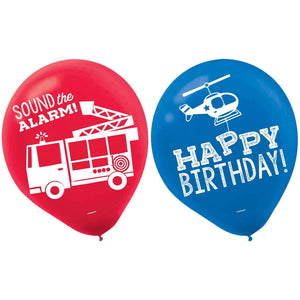 Amscan_OO Balloon - Printed Latex First Responders Happy Birthday Latex Balloons 30cm 6pk