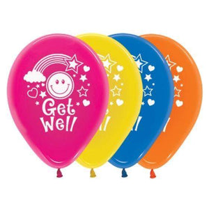 Amscan_OO Balloon - Printed Latex Get Well Smiley Faces Crystal Assorted Latex Balloons 30cm 25pk