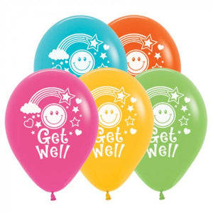 Amscan_OO Balloon - Printed Latex Get Well Smiley Faces Tropical Assorted Latex Balloons 30cm 25pk