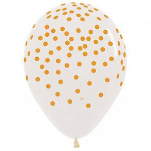 Amscan_OO Balloon - Printed Latex Gold Confetti on Crystal Clear Latex Balloons 30cm 12pk