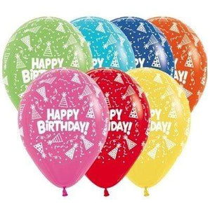 Amscan_OO Balloon - Printed Latex Happy Birthday Hats Fashion Assorted Latex Balloon 30cm 12pk