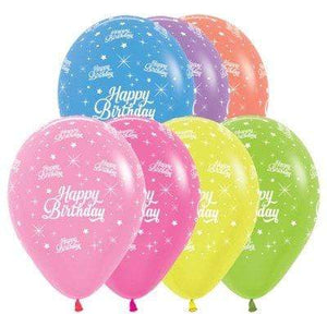 Amscan_OO Balloon - Printed Latex Happy Birthday Neon Assorted Latex Balloon 30cm 25pk