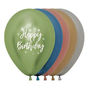 Amscan_OO Balloon - Printed Latex Happy Birthday Radiant Metallic Reflex Assorted Latex Balloon 30cm 12pk