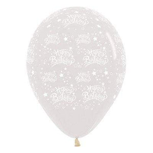 Amscan_OO Balloon - Printed Latex Happy Birthday Stars Crystal Clear Latex Balloon 30cm 25pk