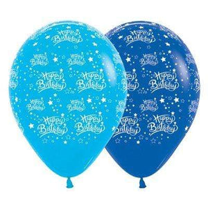 Amscan_OO Balloon - Printed Latex Happy Birthday Stars Fashion Blue & Royal Blue Latex Balloon 30cm 25pk