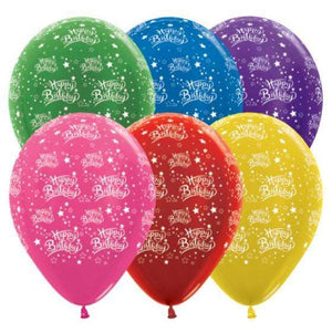 Amscan_OO Balloon - Printed Latex Happy Birthday Stars Metallic Assorted Latex Balloon 30cm 25pk