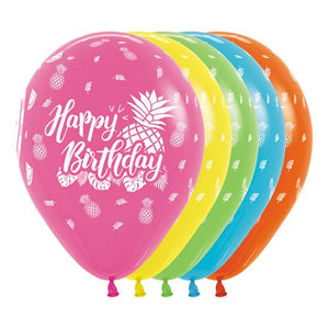 Amscan_OO Balloon - Printed Latex Happy Birthday Tropical Fashion Assorted Latex Balloons 12pk