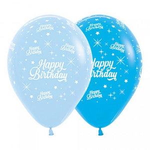 Amscan_OO Balloon - Printed Latex Happy Birthday Twinkling Stars Fashion Blue & Royal Blue Latex Balloons 30cm 6pk