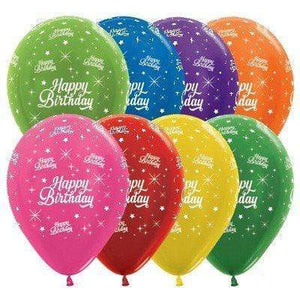 Amscan_OO Balloon - Printed Latex Happy Birthday Twinkling Stars Metallic Assorted Latex Balloon 30cm 25pk