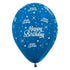 Happy Birthday Twinkling Stars Metallic Blue Latex Balloons 30cm 6pk