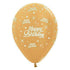 Happy Birthday Twinkling Stars Metallic Gold Latex Balloon 30cm 25pk