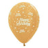 Happy Birthday Twinkling Stars Metallic Gold Latex Balloon 30cm 6pk