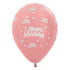 Happy Birthday Twinkling Stars Metallic Rose Gold Latex Balloon 30cm 25pk