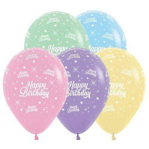 Amscan_OO Balloon - Printed Latex Happy Birthday Twinkling Stars Pastel Assorted Latex Balloon 30cm   25pk