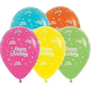 Amscan_OO Balloon - Printed Latex Happy Birthday Twinkling Stars Tropical Assorted Latex Balloon 30cm 25pk