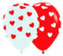 Hearts Printed Red & White Latex Balloons 30cm 12Pk