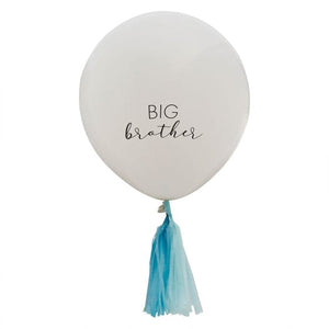 Balloon - Printed Latex Hello Baby Big Brother White Balloon 45cm 3pk