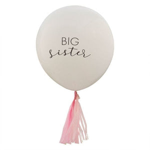 Balloon - Printed Latex Hello Baby Big Sister White Balloon 45cm 3pk