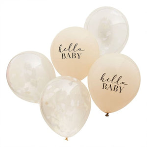 Balloon - Printed Latex Hello Baby Hello Baby & Confetti Clouds Balloon Bundle 30cm 5pk