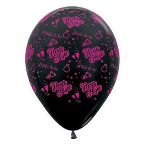 Amscan_OO Balloon - Printed Latex Hens Night Bride to Be Metallic Black Latex Balloons 25PK