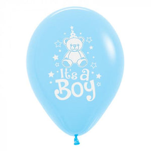 Amscan_OO Balloon - Printed Latex It's A Boy Teddy Fashion Light Blue Latex Balloons 30cm 6pk