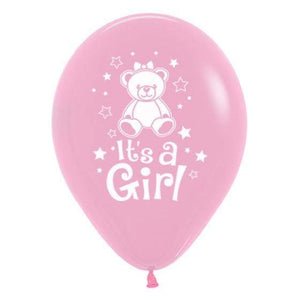 Amscan_OO Balloon - Printed Latex It's A Girl Teddy Fashion Pink Latex Balloons 30cm 6pk