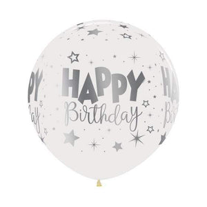 Amscan_OO Balloon - Printed Latex METALink HAPPY Birthday Fantasy Crystal Clear Latex Balloons 60cm 3pk