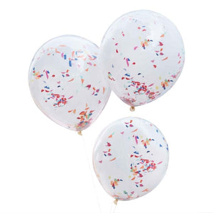 Balloon - Printed Latex Mix It Up Rainbow Shred Double Stuffed Balloon Bundle 45cm 3pk