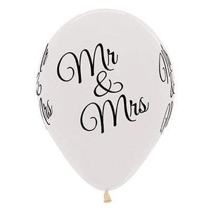 Amscan_OO Balloon - Printed Latex Mr & Mrs Crystal Clear Latex Balloons 30cm 6pk